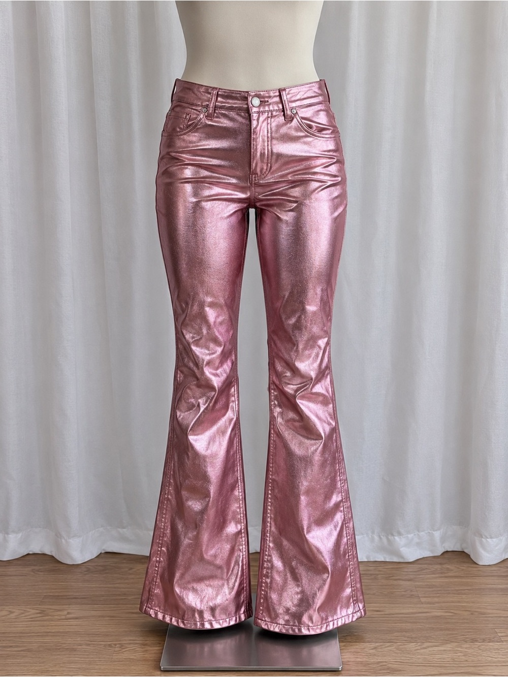 Wild Fable Women’s Metallic Pink Flare Pants Size 6 NWT Y2K